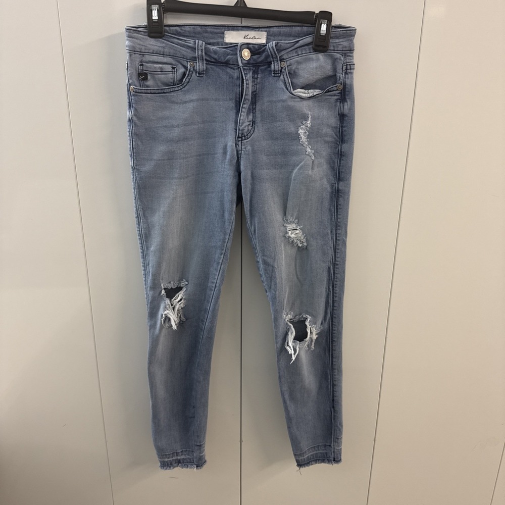 KanCan Skinny Jeans Stretch Distressed Size 6/27 Fits 28x27 KC6156M Zip Button